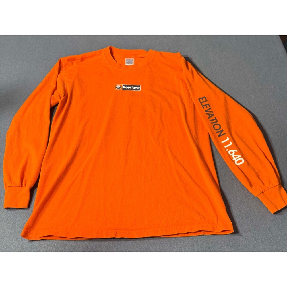 Gildan Keystone Colorado TShirt Mens XL Orange Long Sleeve Elevation 11,640